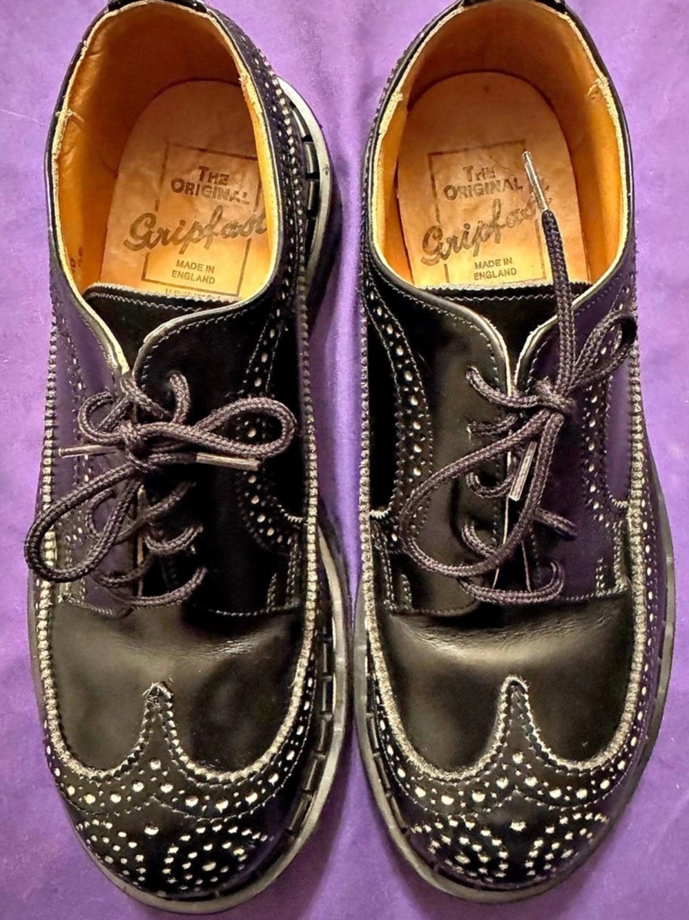 Gripfast Made In England Vintage Brogue Steel Toe Shoes UK 4 US W6 EU 37 MIE